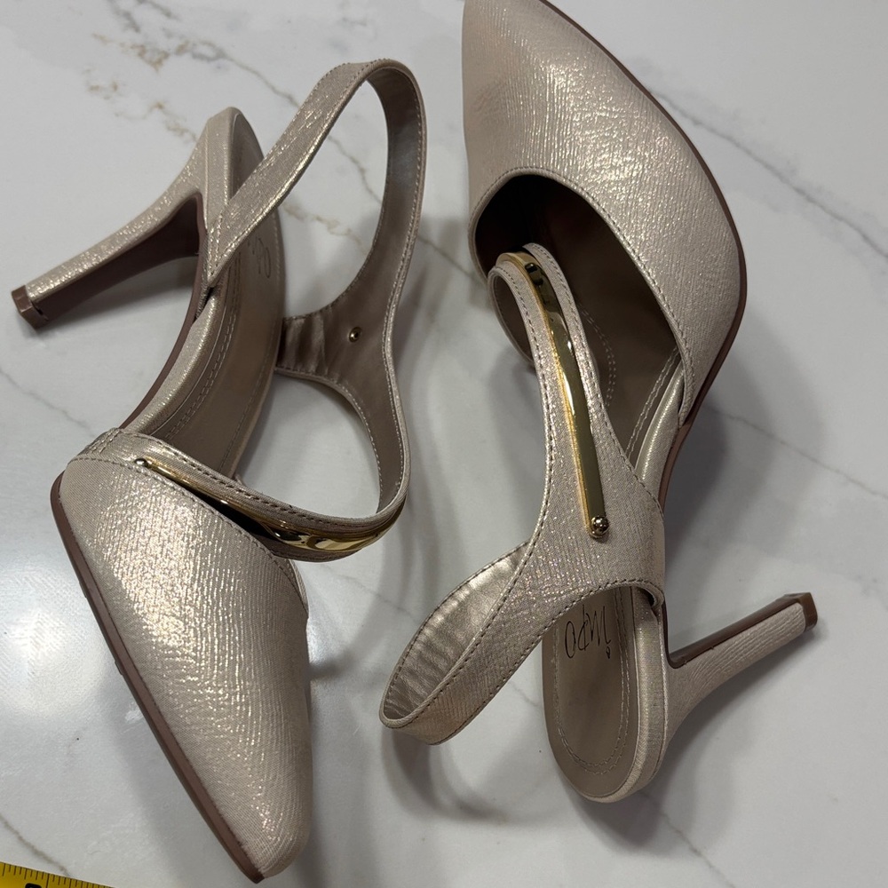 Impo Women's Metallic Champagne Dress Pump with Gold Accent - Picture 9 of 11